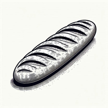 Vector image of a loaf of bread in engraving style.の写真素材