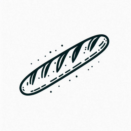 Baguette icon. Vector illustration of french baguette.の写真素材