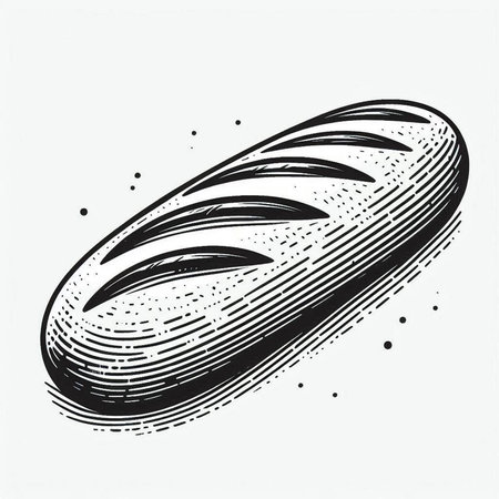 Sketch of a loaf of bread. Hand drawn vector illustrationの写真素材