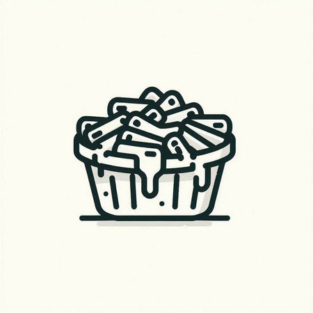 Cupcake doodle icon, hand drawn vector illustration.