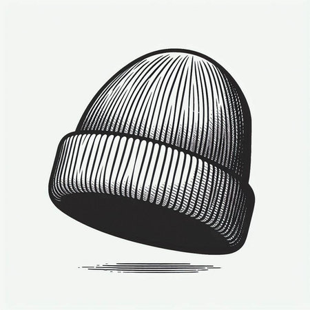 Vector illustration of a knitted hat isolated on a white background.
