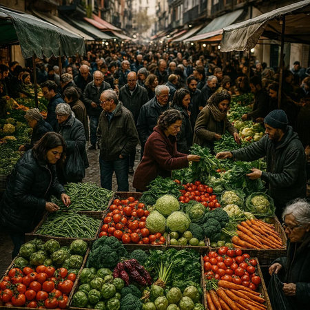 Street market in Prague, Czech Republicの写真素材