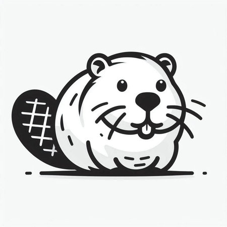 Cute beaver. Vector illustration. Cute cartoon beaver.の写真素材