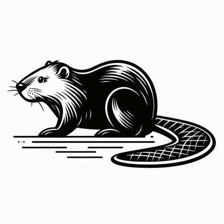 Cute beaver isolated on a white background. Vector illustration.の写真素材