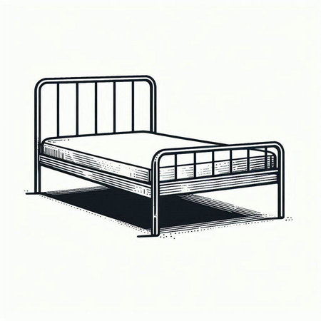Bed icon. Isolated on a white background. Vector illustration.の写真素材