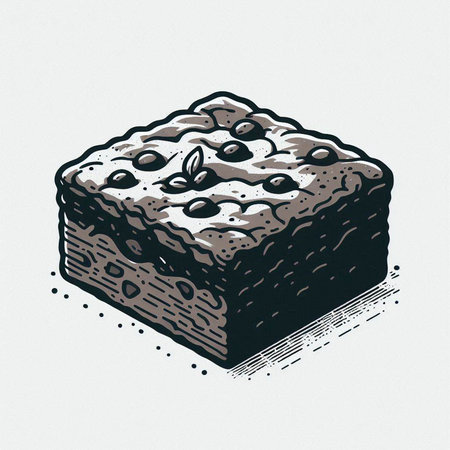 Illustration of a piece of cake with chocolate on a white background