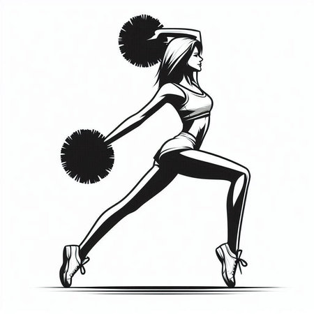 Cheerleader woman with pom poms. Vector illustration.の写真素材