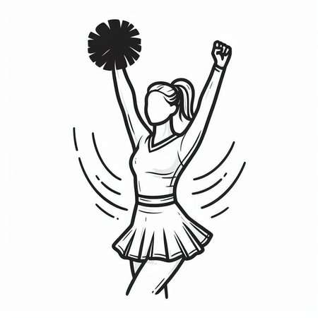 Cheerleader. Vector illustration of a cheerleader with pompoms.