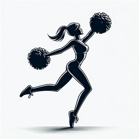 Cheerleader. Sport and fitness. Silhouette. Vector illustration.