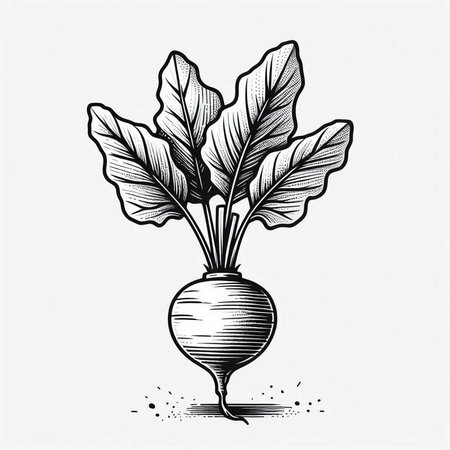 Radish. Hand drawn vector illustration. Engraved style botanical image.