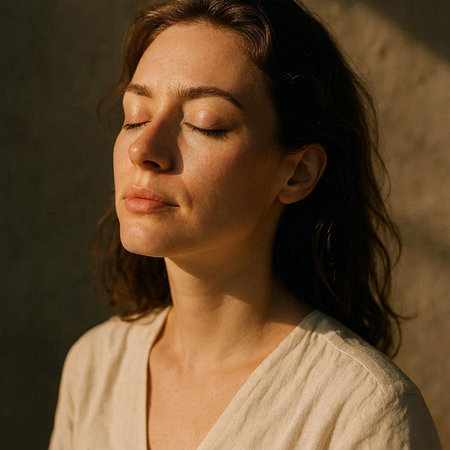 Portrait of a beautiful young woman with closed eyes and closed eyes