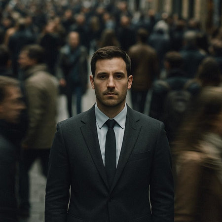 Fashionable man poses outside Gucci during Milan Men's Fashion Week in Milan.の写真素材