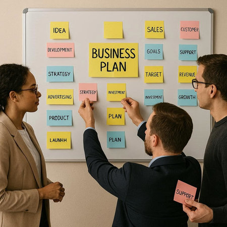 Business Plan Strategy Goals Diagram Word Diagram Word Graphic Words Icon