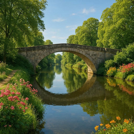 Stone bridge over the River Avon, Gloucestershire, Englandの写真素材