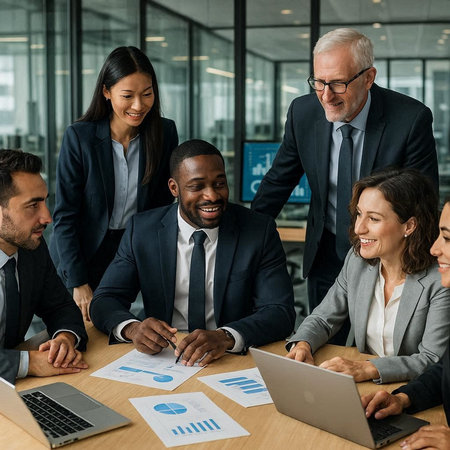 Group of business people working together in a modern office. Corporate businessteam and manager...