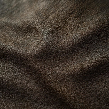 Closeup detail of brown leather texture background. High resolution photo.