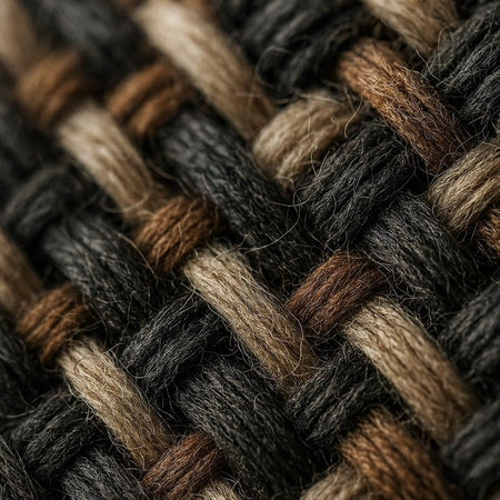 Close up of a black and brown woolen thread as a background