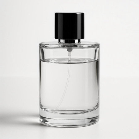 Perfume bottle isolated on white background, clipping path included.