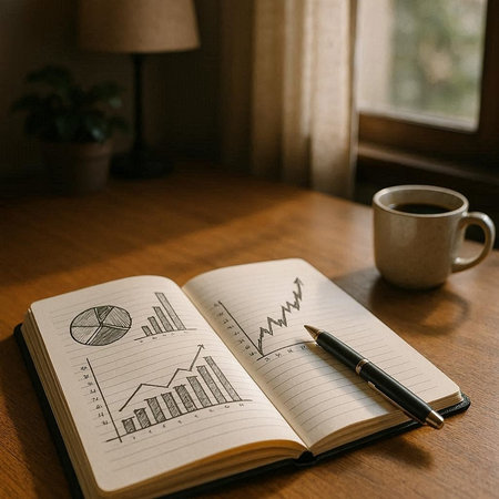Business Graphs Diagrams Statistics Financial Report Analytics Concept Copy Space