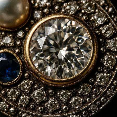 jewelry diamond ring on black background macro close up photo.