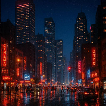 Chicago streets at night. Chicago is the third most populous city in the United States