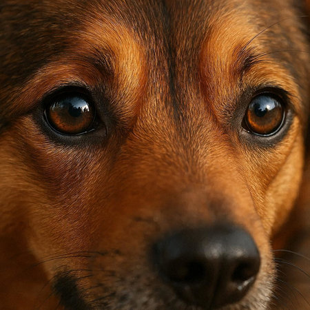Portrait of a brown dog with big eyes. Close up.
