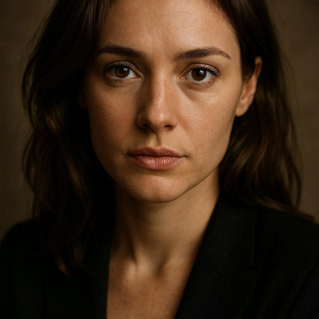 Portrait of a beautiful young brunette woman in a black jacket
