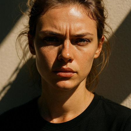 Portrait of a young woman in a black t-shirt.