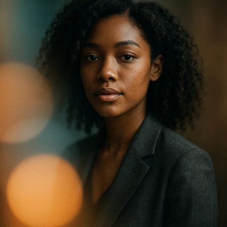 Beautiful young african american woman in a business suit.