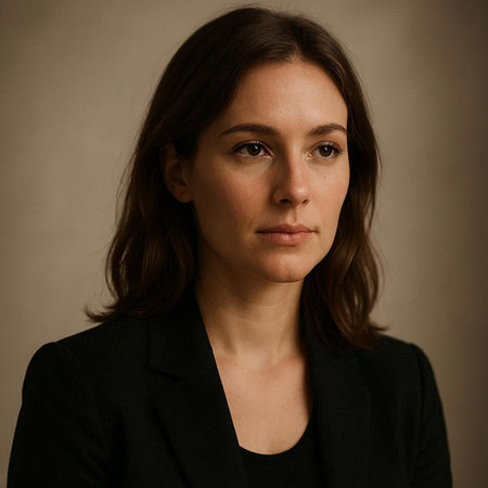 Portrait of a beautiful brunette woman in a black suit.