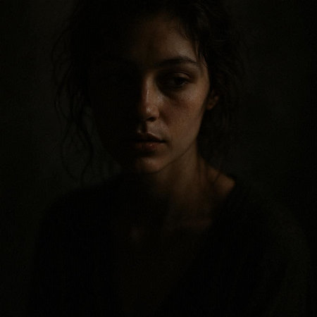 Portrait of a beautiful girl in a dark moody image.
