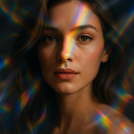 Portrait of a beautiful young woman with long hair on a dark background