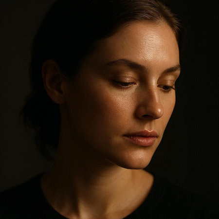 Portrait of a young woman on black background. Studio shot.