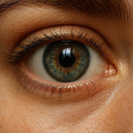 Close-up of beautiful woman's blue eye. Macro shot.