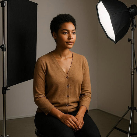 Portrait of a young african american woman in photo studio