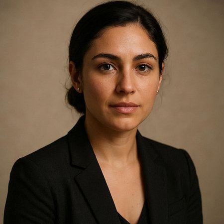 Portrait of a beautiful young woman in a business suit on a gray background
