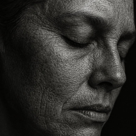 Portrait of an elderly man. Black and white. Studio shot.