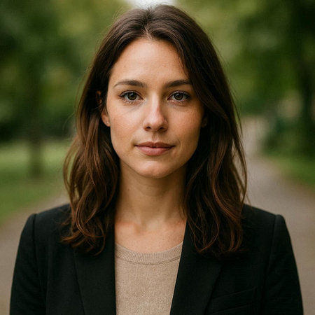 Portrait of a beautiful brunette woman in a black suit.