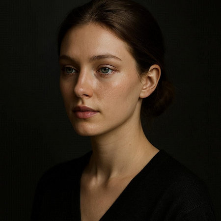 Portrait of a beautiful young woman on a black background. Studio shot.