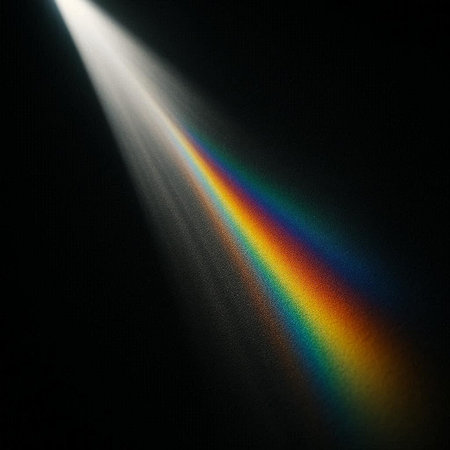 colorful rays of light on a black background with space for text