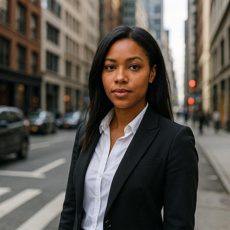 Portrait of a beautiful young African American businesswoman in the city
