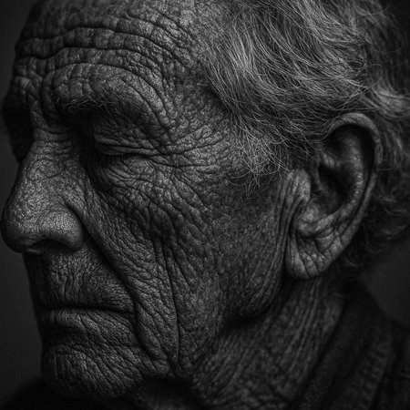 Portrait of an elderly man. Black and white. Toned.