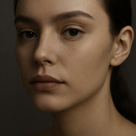 Portrait of a beautiful young woman with clean skin. Studio shot.
