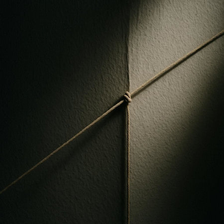 Close-up of a rope with a shadow on the wall.