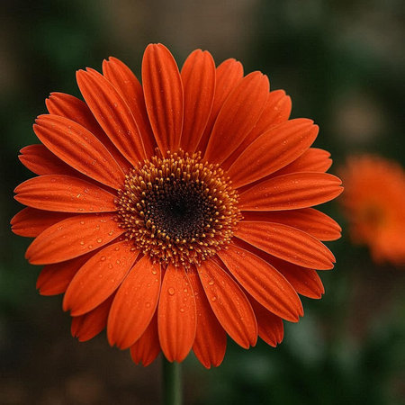 Beautiful orange gerbera flower with water drops on petals