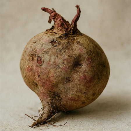 Beetroot on a gray background. Close-up, selective focus.