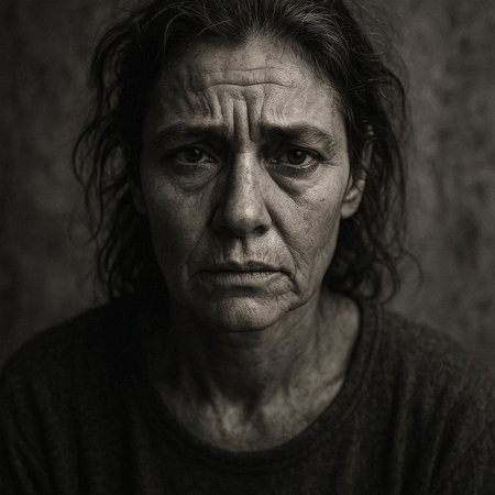 Portrait of a sad and depressed senior man in depression. Black and white photo.