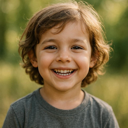 Portrait of a smiling little boy in the park on a sunny day
