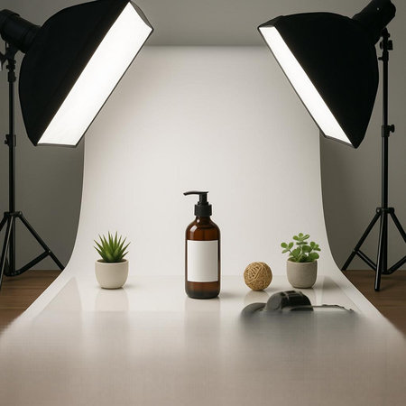 Amber cosmetic bottle on a white background. 3d rendering mock up