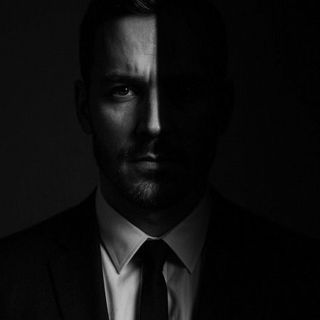 Portrait of a handsome man in a suit on a dark background